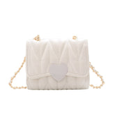 Women Girl Mini Shoulder Bag, Cute Heart Design Princess Crossbody Bags Purses for Toddler little Girls Gift, White